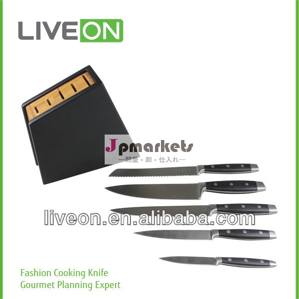 liveon2014年5個のステンレス製の忠誠心ライン付きナイフセット竹ナイフブロック問屋・仕入れ・卸・卸売り