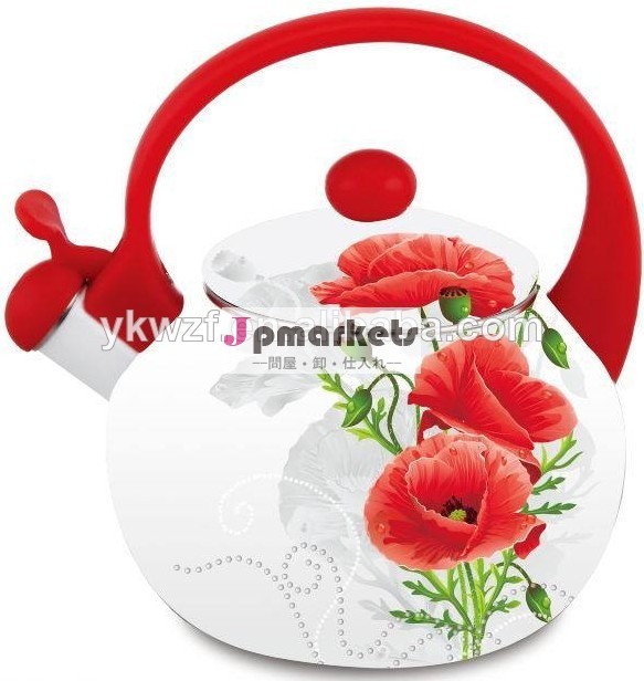新しいデザインの花デカール2014年笛吹きケトルホーロー/トルコティーポット/紅茶用のやかん問屋・仕入れ・卸・卸売り
