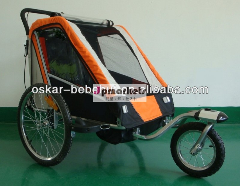オレンジ自転車の赤ちゃんのトレーラー・ベビーカー2イン1問屋・仕入れ・卸・卸売り