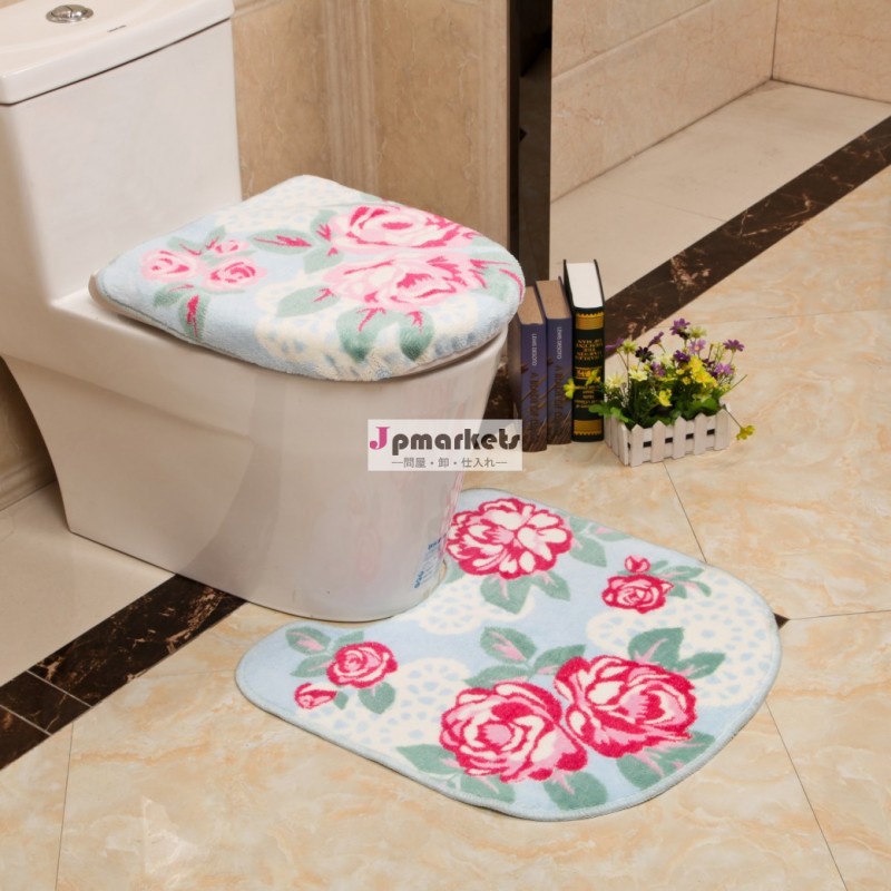 バラ花柄アクリルトイレフタカバー＆足元マットセット問屋・仕入れ・卸・卸売り