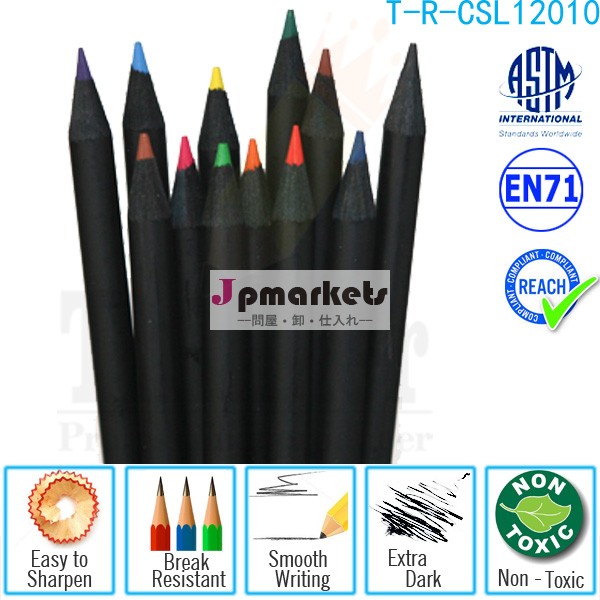 木製の鉛筆黒/卸売学用品bulk/色鉛筆問屋・仕入れ・卸・卸売り