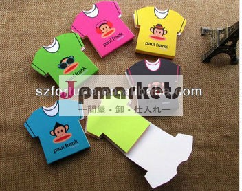 T- シャツの形の付箋、 形のメモ帳、 プロモーションノートをカット死ぬ問屋・仕入れ・卸・卸売り