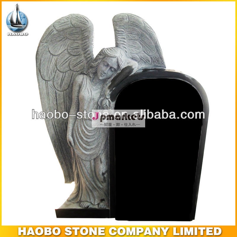 最高の品質の英国haobo重厚な黒花崗岩の天使の墓石デザイン問屋・仕入れ・卸・卸売り