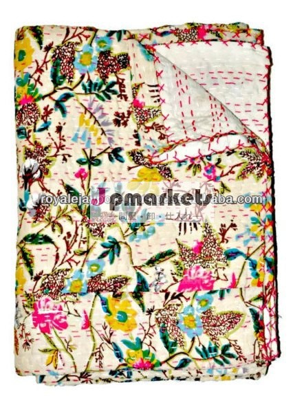 Wholesale Handmade Kantha Quilt Floral tropicana Kantha Quilt Floral Kantha Blanket Kantha Bedspread Kantha Throw Kantha Bedding問屋・仕入れ・卸・卸売り