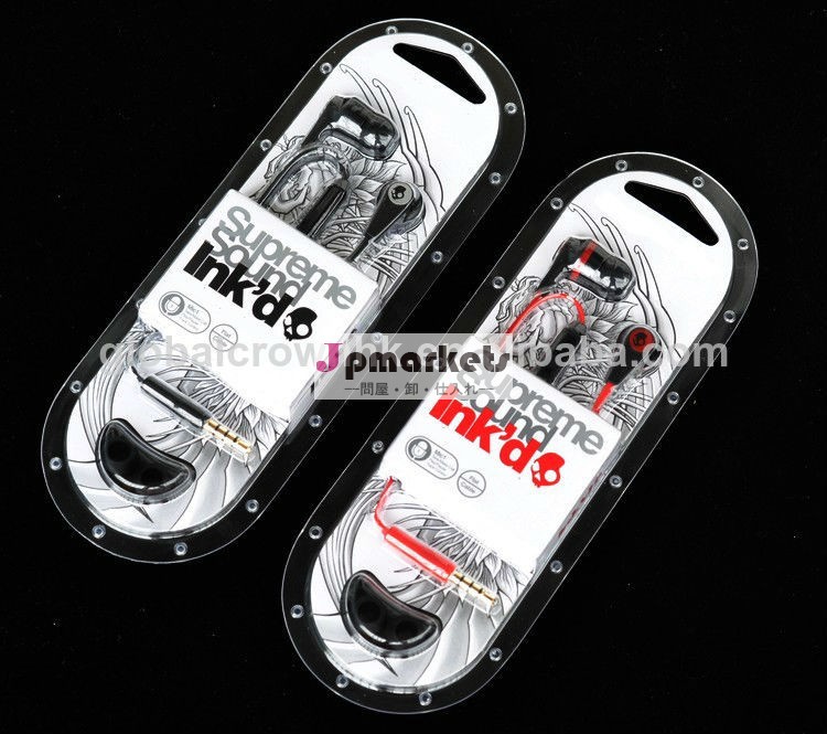 新しいボックス小売headphone+earphonesマイク付き頭蓋骨キャンディイヤホンヘッドフォンhi-fiink'd2mp3mp4ipod用問屋・仕入れ・卸・卸売り