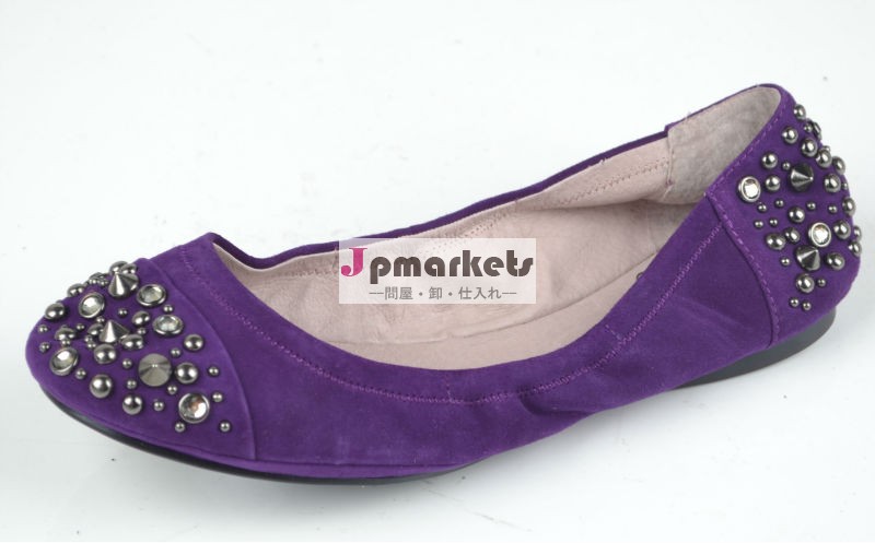 紫フラット最新ダイヤモンドの靴を、 快適バレエシューズフラット問屋・仕入れ・卸・卸売り