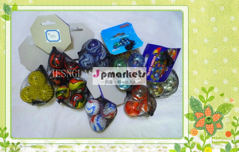 35mm* 3pcs高- グレードの周りの色ガラスのビー玉+meshbag+ヘッドカード。問屋・仕入れ・卸・卸売り