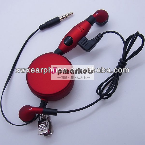 Xw-511-redリトラクタブルモバイルイヤホン用のロゴ付きで問屋・仕入れ・卸・卸売り