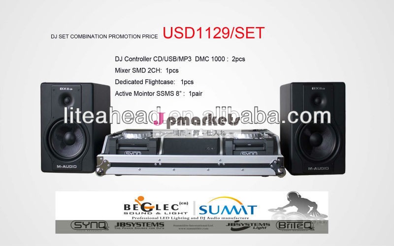 組み合わせのセットコンパクトなポータブルdj用cd/mp3usbプレーヤーdmc- 1000+smd- 2+スピーカー午前問屋・仕入れ・卸・卸売り