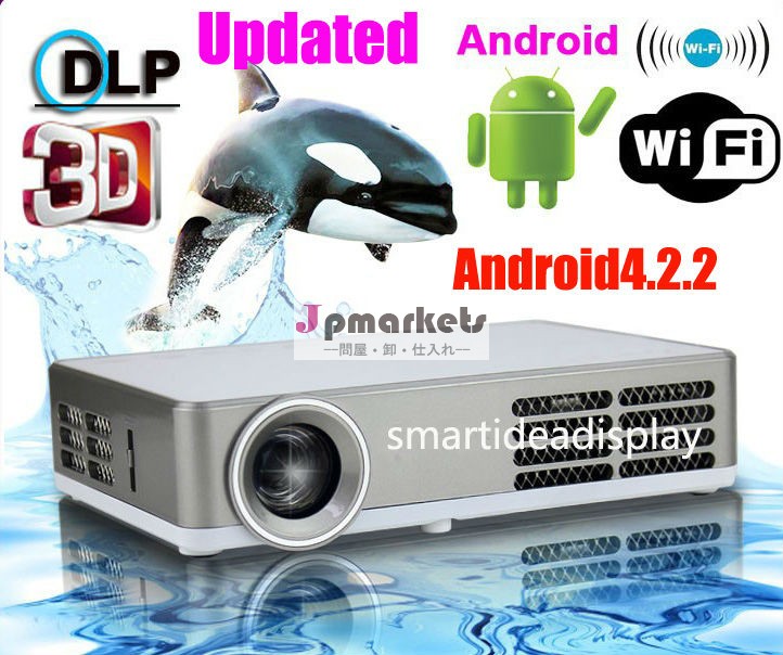 驚くべき!! Dlpledハンドヘルド700ルーメン3dホームシネマプロジェクターアンドロイドhdmi付きポケットwifiスマートproyector、 av、 vga、 usb、 sdポート問屋・仕入れ・卸・卸売り