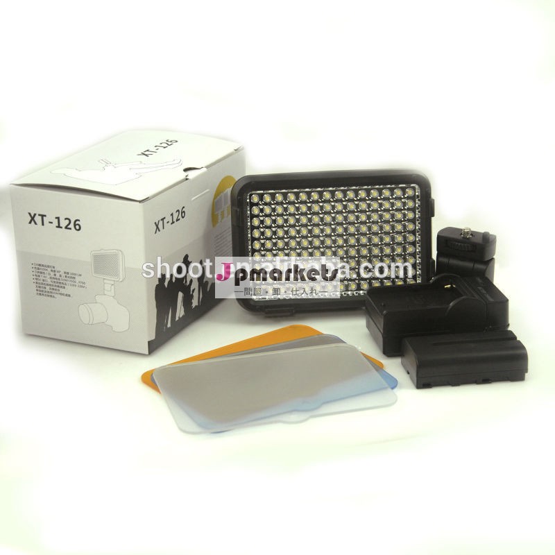Ledビデオライトxt-126バッテリーと充電器付きdvビデオカメラ照明用ランプ問屋・仕入れ・卸・卸売り