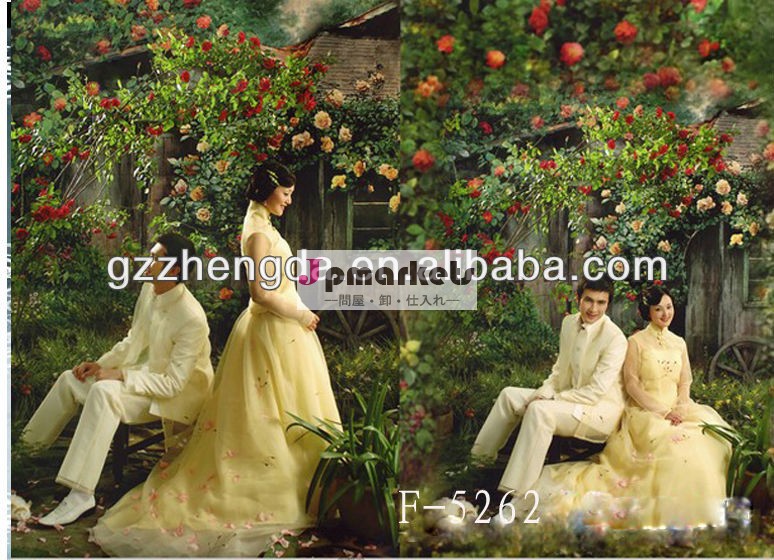 熱い販売の工場カスタムメイドハンドペイントモスリン結婚式のためのファブリック背景問屋・仕入れ・卸・卸売り