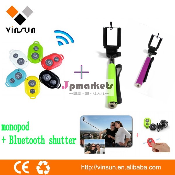 卸売フォト、 伸縮selfie一脚スティックビデオスマートフォンブルートゥース付リモートシャッター問屋・仕入れ・卸・卸売り
