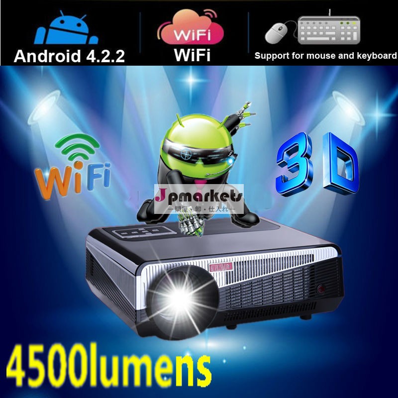 アンドロイド4.2. 24500ルーメンledデイタイムフルhd液晶3dwifiスマート220ワットledプロジェクターと50000hsですーランプ寿命問屋・仕入れ・卸・卸売り