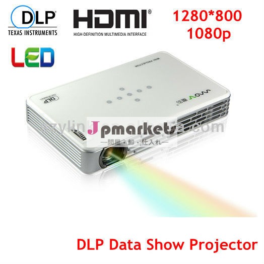 Ledミニ1080dlpプロジェクター3dとポータブルサイズバッテリー建て-、 どこでも3000ルーメンビジネスプレゼンテーションのための問屋・仕入れ・卸・卸売り