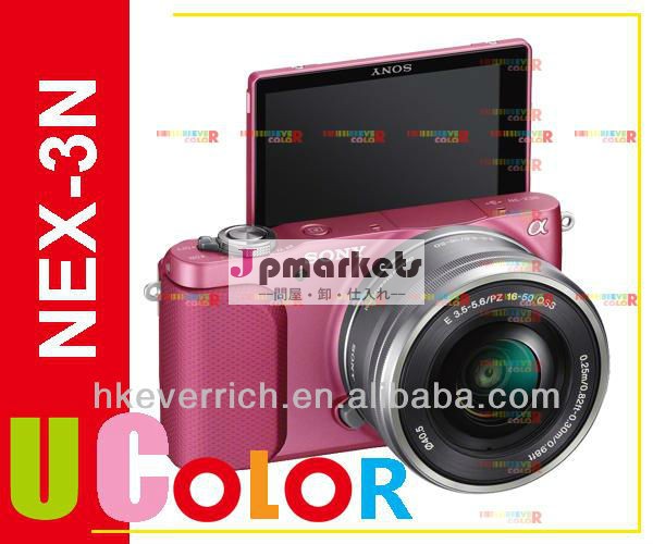 本物のソニーアルファnex-3nlnex-3nカメラ本体、 pz16-50mmf3.5- 5.6ossselp1650ズームレンズキットピンク問屋・仕入れ・卸・卸売り