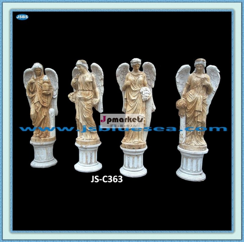 大理石彫刻が施されたカラフルなスタンディング四季の天使像問屋・仕入れ・卸・卸売り