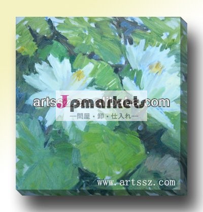花の油絵 -- はすの花の絵画--壁パネル問屋・仕入れ・卸・卸売り