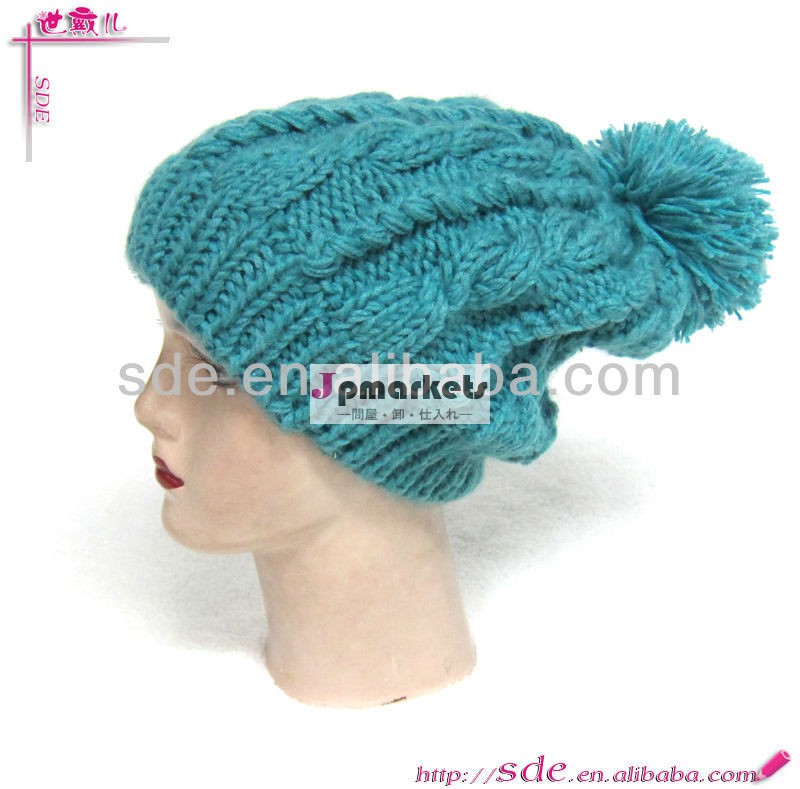ファッションの冬のかぎ針編みのベレー帽( 青)問屋・仕入れ・卸・卸売り
