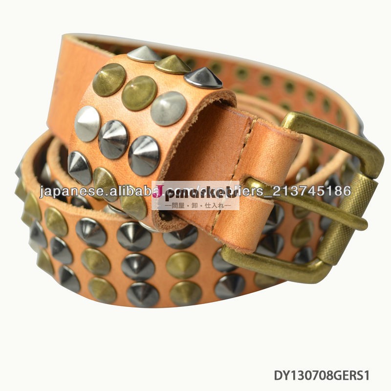 New arrival top grain leather fashion rivets/ studded belts fancy belts for men DY130708GERS1問屋・仕入れ・卸・卸売り