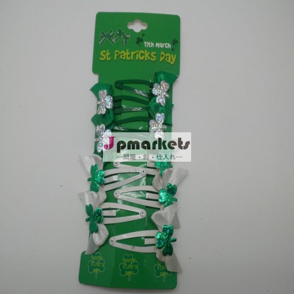 St Patricks日の毛の弓小型ヘアークリップは蝶にアクセントを置いた問屋・仕入れ・卸・卸売り