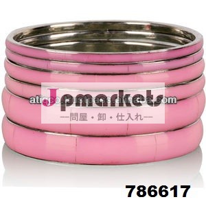 インドの真鍮の金属ピンクの色のセット6ファッションバングルブレスレット問屋・仕入れ・卸・卸売り