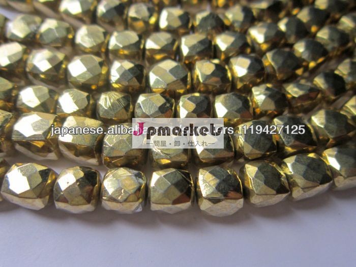 6mm-7mm Gold pyrite Faceted Box beads gemstone 8inch問屋・仕入れ・卸・卸売り
