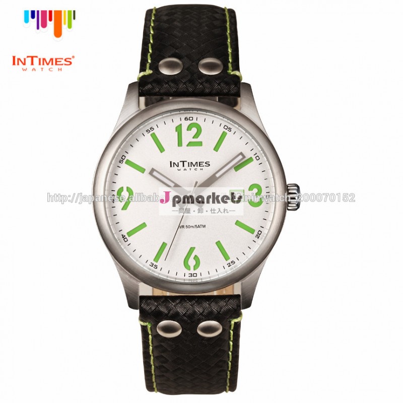 緑の男性intimesit-1066lウォッチスティールケース本革の腕時計日本movtストラップ. 水証拠50m問屋・仕入れ・卸・卸売り
