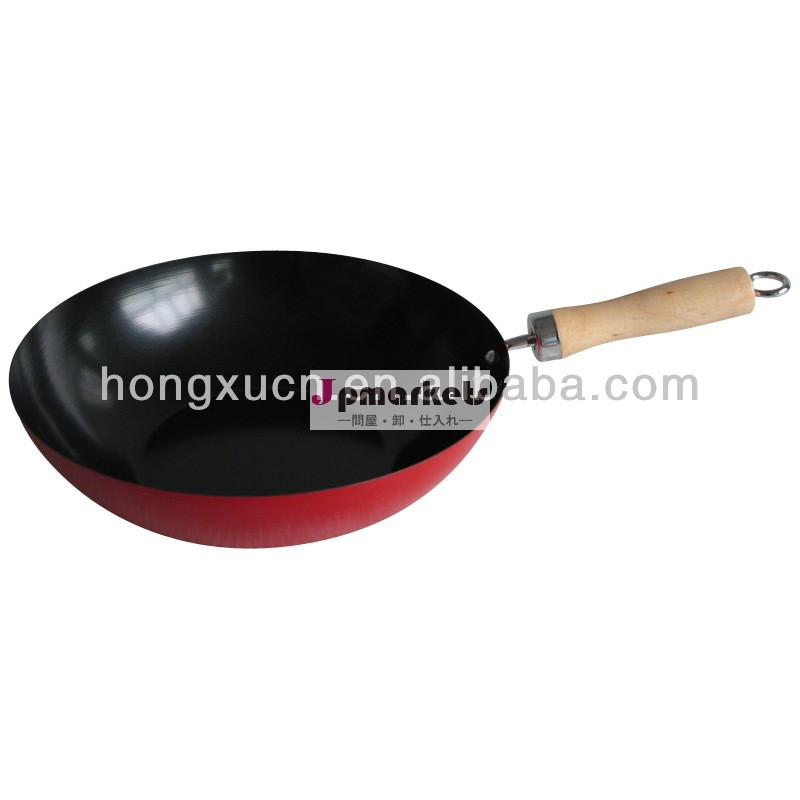 30cm赤い色の炭素鋼中華鍋を非- スティックコーティング調理器具問屋・仕入れ・卸・卸売り