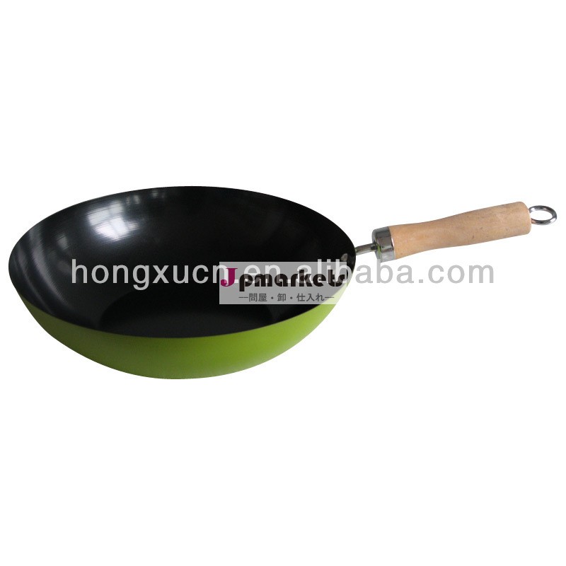 30cmシアン色炭素鋼中華鍋非- スティックコーティング調理器具問屋・仕入れ・卸・卸売り