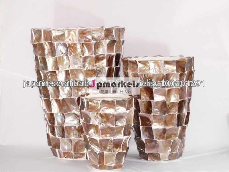 Top quality eco-friendly lacquerware fiberglass flower pot with mother of pearl問屋・仕入れ・卸・卸売り