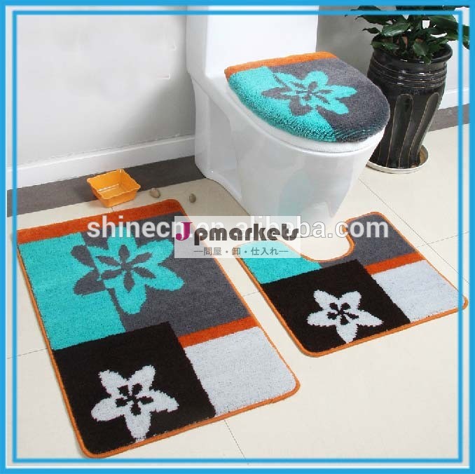 義烏市の工場ヨーロッパ風3個の花の台座織アンチスリップ用便座カバーの浴室の床のマットセット問屋・仕入れ・卸・卸売り