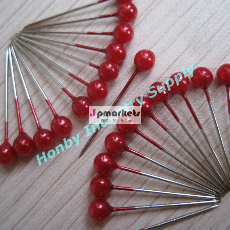 球形の赤い色真珠色のヘッドまっすぐなPin -小さい22mm問屋・仕入れ・卸・卸売り