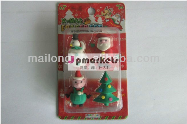 販促ノベルティ3dグッズfuunyサンタクロース雪だるまの形のかわいいクリスマスフェスティバルのための消しゴムの贈り物子供のための問屋・仕入れ・卸・卸売り