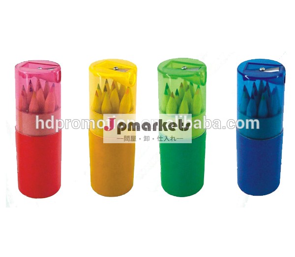 プロモーションミニ子供クレヨン3.5インチ木製colorpencilシャープナー付きボックス問屋・仕入れ・卸・卸売り