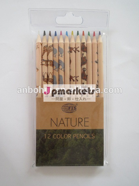 2014 hot selling 12 pcs animal design wooden color pencil packed in plastic bag問屋・仕入れ・卸・卸売り