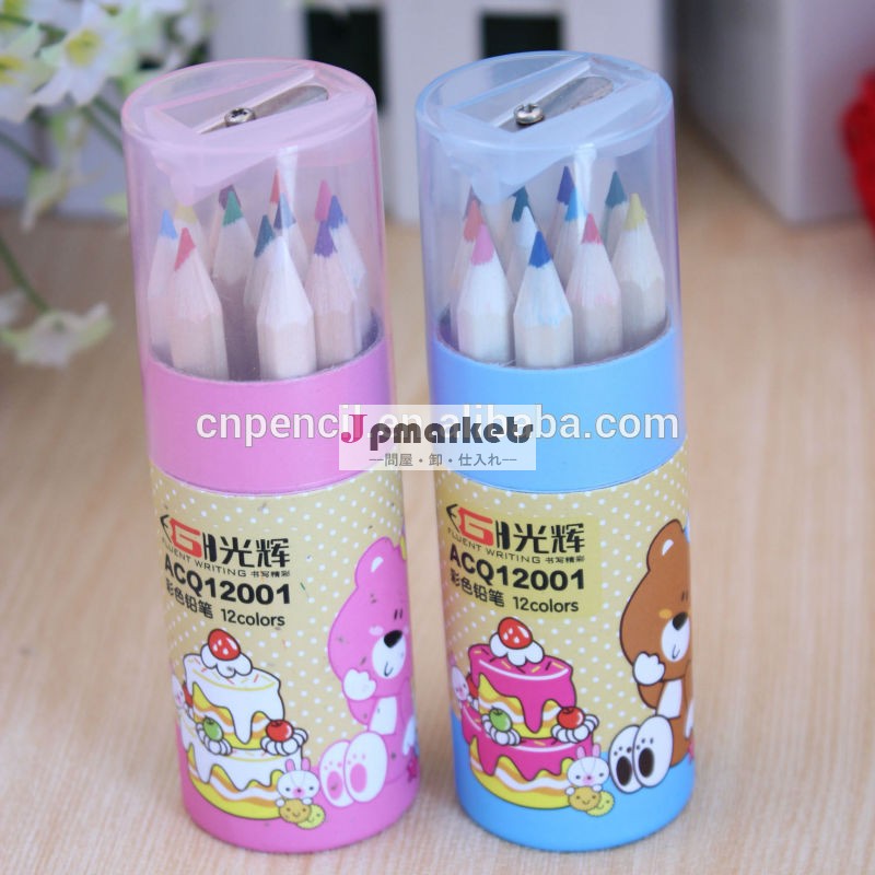 ミニ紙管での自然の色の鉛筆シャープナーキャップ付き/ミニの着色鉛筆/子供のギフト問屋・仕入れ・卸・卸売り