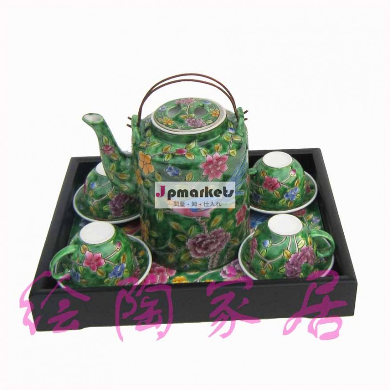 ヨーロッパの貿易景徳鎮牧歌的なセラミックハンド- 塗装茶/手- 塗装全体茶/ceramicセット装飾輸出問屋・仕入れ・卸・卸売り