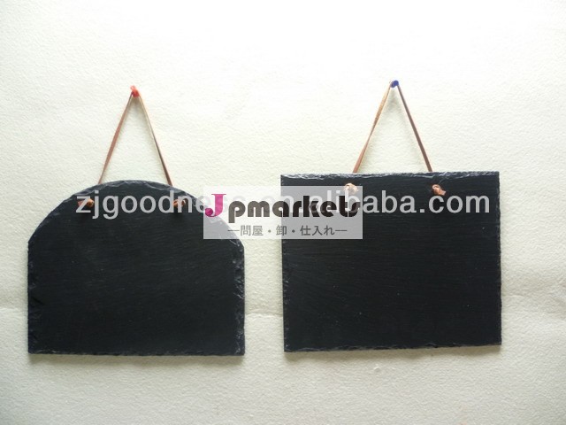 熱い販売の自然なスレートの黒板のレザーロープを使用して掛ける正方形の形状問屋・仕入れ・卸・卸売り