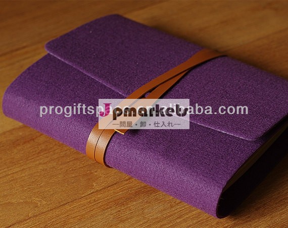 新しい熱い販売法の手作り2014年紫の色の装飾の革スタイリッシュタイバルク販売ポリエステルフェルトジッパーのブックカバーのための浅瀬問屋・仕入れ・卸・卸売り
