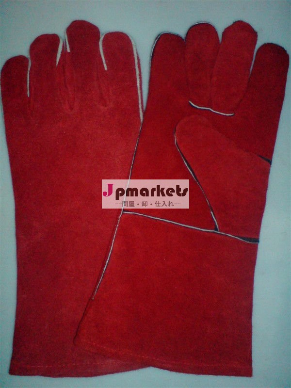 赤いロング革溶接手袋男性は特に韓国向けの問屋・仕入れ・卸・卸売り