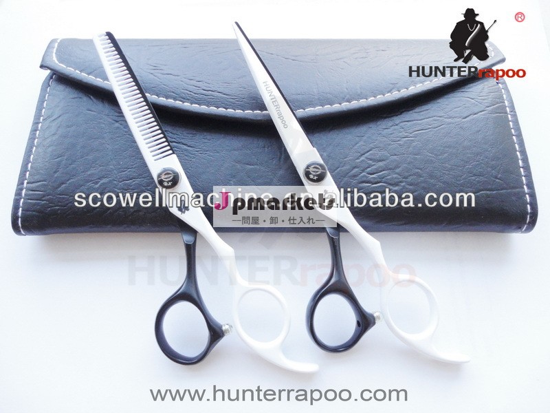 6.0「 黒・白の色の美しさのヘアカットはさみははさみを薄くするセット1razor+1pcかばんを持って、 理髪はさみ問屋・仕入れ・卸・卸売り