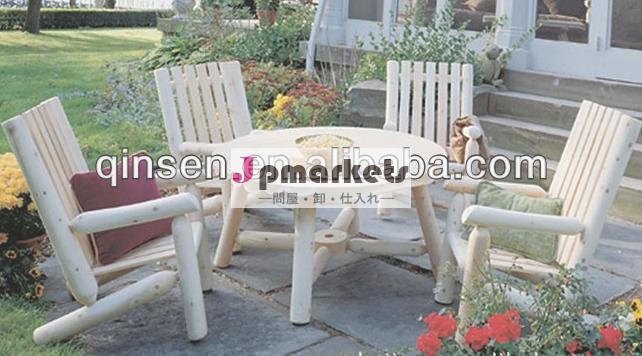 新しいデザインアメリカン屋外木製家具の庭の椅子とラウンドテーブルセット天然木の色熱い販売問屋・仕入れ・卸・卸売り