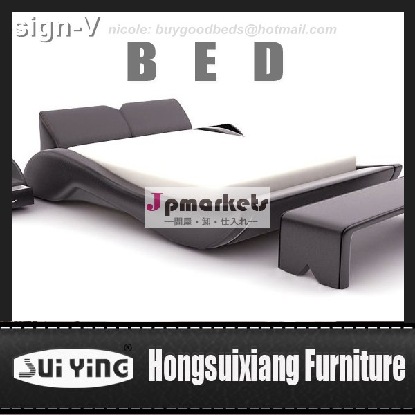 イタリアのトップ- グレインレザーベッド設計- v、 suiyingベッド、 寝室の家具問屋・仕入れ・卸・卸売り