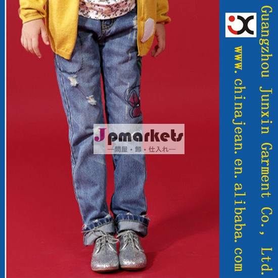 刺繍ジーンズ2014年熱い販売の女の子のための子供のジーンズのパターン( jxk31803)問屋・仕入れ・卸・卸売り