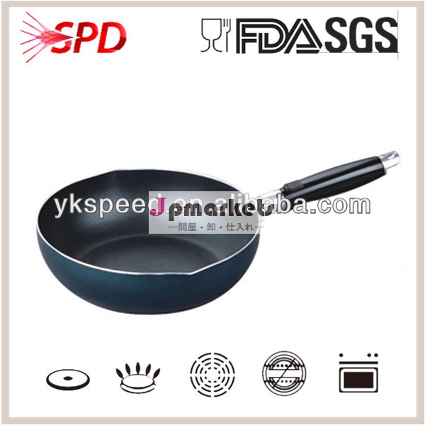 高品質のfdasgs押されたアルミテフロン加工の中華鍋スパイラルの底全体の販売プロモーションアイテム問屋・仕入れ・卸・卸売り