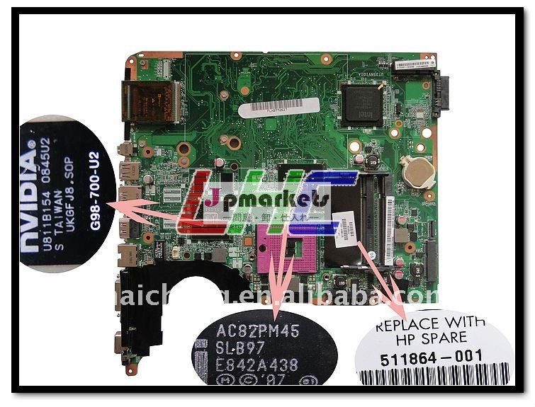 ラップトップのマザーボードDV6 511864-001 INTEL PM (統合された無し、) 100%は良い状態でテストした!問屋・仕入れ・卸・卸売り