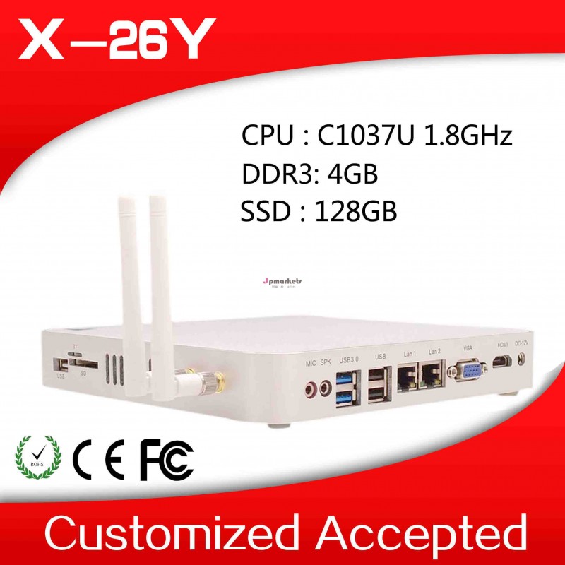 マイクロpcのlinuxスマートtvミニpctvデュアルlanポートc1037u1.8ghz4gramssd128グラム4*usbビデオ解像度: 1920*1080問屋・仕入れ・卸・卸売り