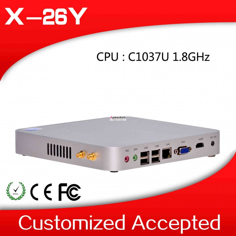ミニデスクトップコンピュータ産業用pcpcケースx26yc1037u1.8ghz2gラム128グラムssd6*usbビデオ解像度: 1920*1080問屋・仕入れ・卸・卸売り