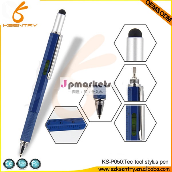 最高の品質工場供給ハイテクツールスタイラスペンballpen+ruler+screwdriver+touchペン多機能ペン問屋・仕入れ・卸・卸売り